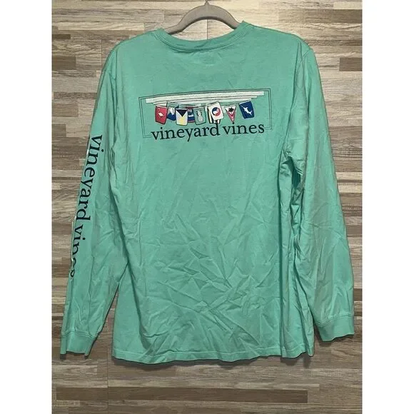 Vineyard Vines Long Sleeve T-Shirt Pocket Graphics Cotton Men's Med #252 - Picture 2 of 4